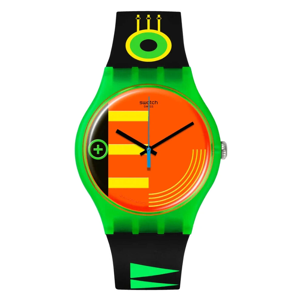 Swatch Neon Rider 41mm Multi-Coloured Dial Silicone Strap Watch image number 0