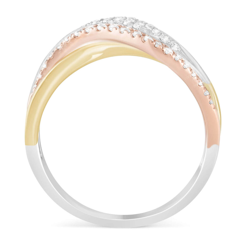 9ct Three Colour Gold 0.21ct Diamond Ring image number 2