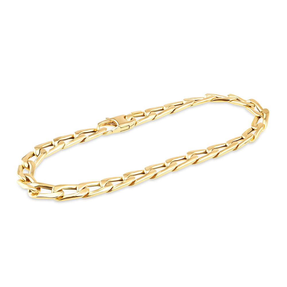 9ct Yellow Gold Gents Rectangle Curb 21cm Bracelet image number 1