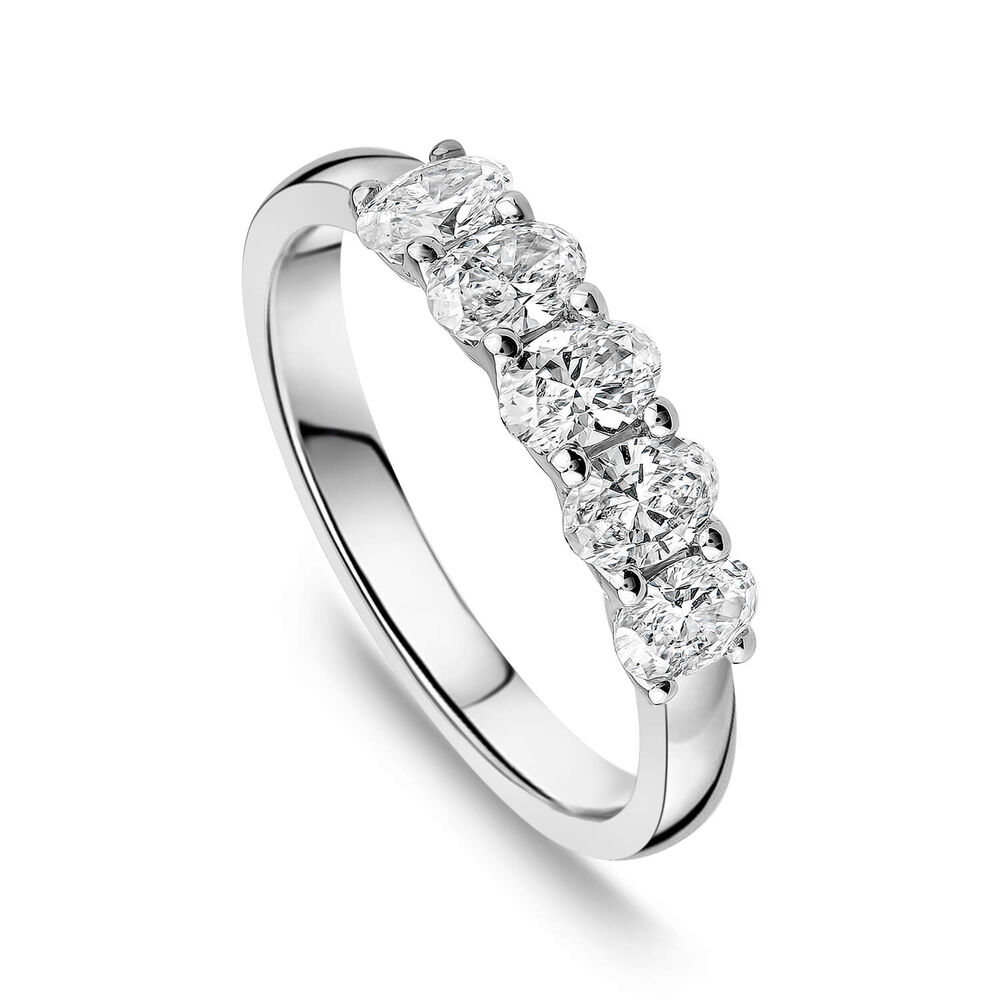 Born Platinum 0.90ct Lab Grown 5 Stone Oval Half Eternity Diamond Ring