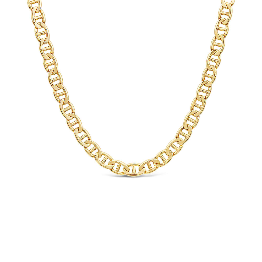 9ct Yellow Gold Bevelled Marine Chain Bracelet image number 0