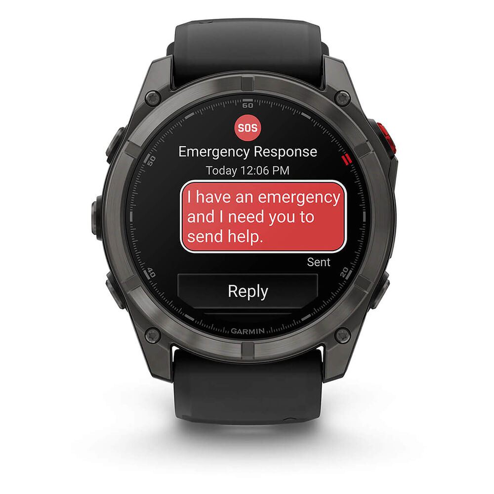 Garmin fenix 8 Pro AMOLED 51mm Carbon Grey DLC Titanium Case Black Silicon Strap Watch image number 2