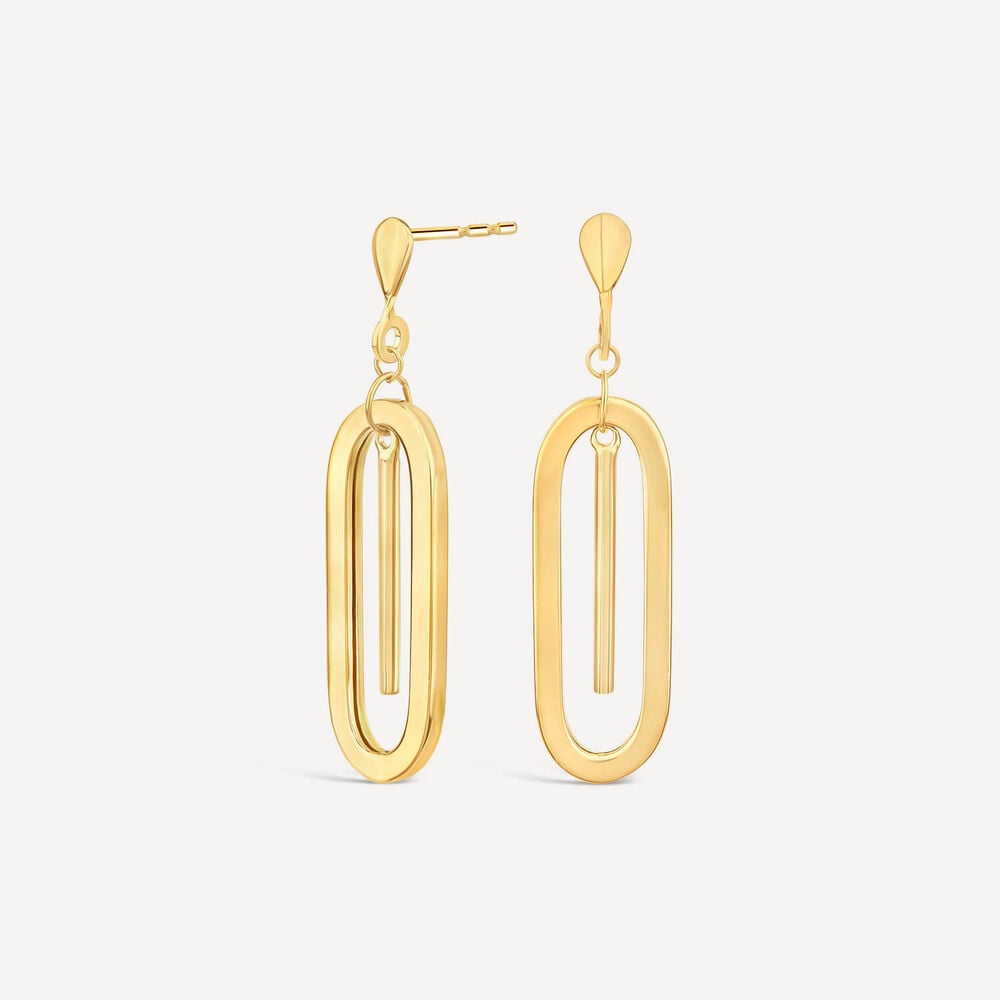 9ct Yellow Gold with Bar Centre Drop Earrings image number 1