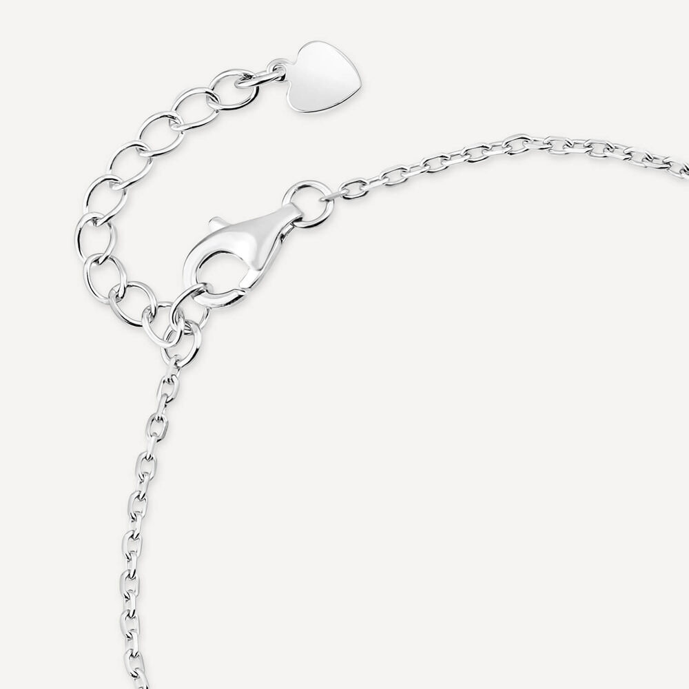 Sterling Silver Black Centre Cubic Zirconia Set Clover Petal Bracelet image number 3