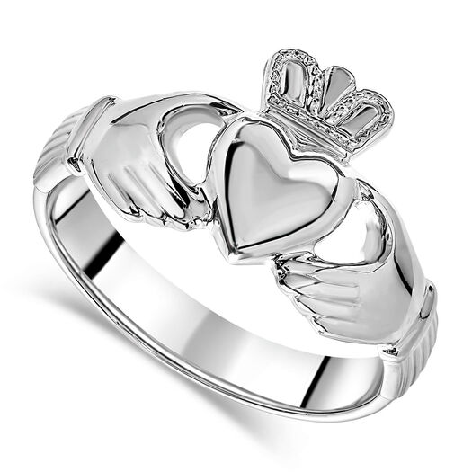 Sterling Silver Puffed Heart Gents Extra Heavy Claddagh