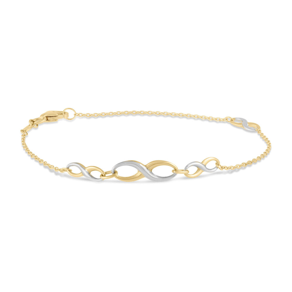 9ct Two Colour Gold Infinity Chain Bracelet