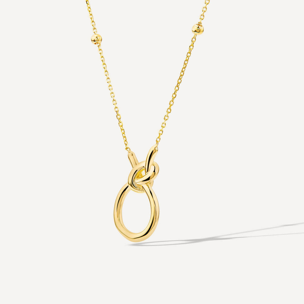 9ct Yellow Gold Open Knot Bead Chain Necklet image number 1