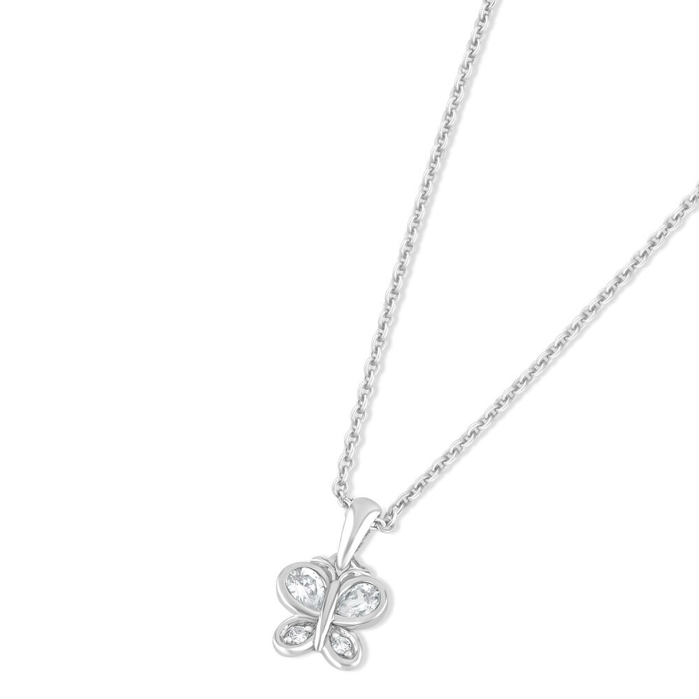Little Treasure Sterling Silver Cubic Zirconia Butterfly Pendant (Chain Included) image number 1