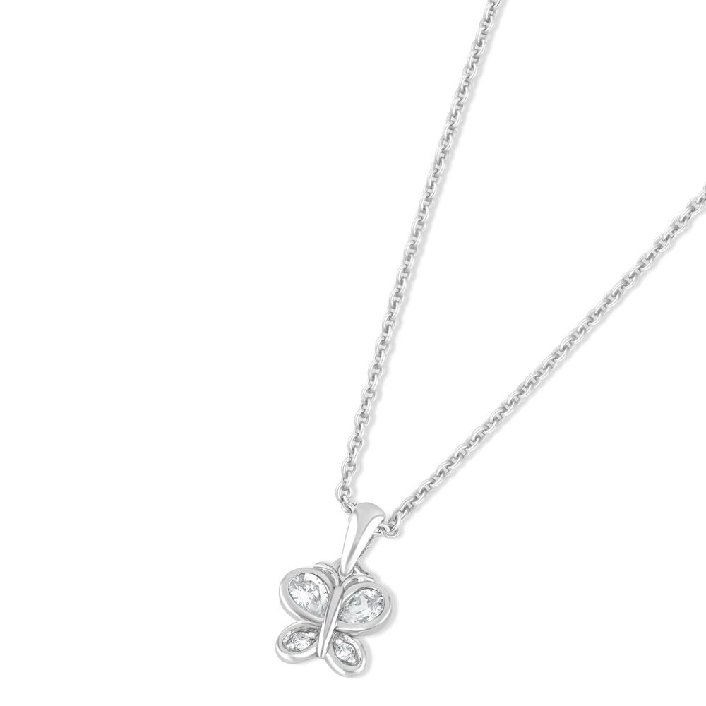 Little Treasure Sterling Silver Cubic Zirconia Butterfly Pendant (Chain Included)