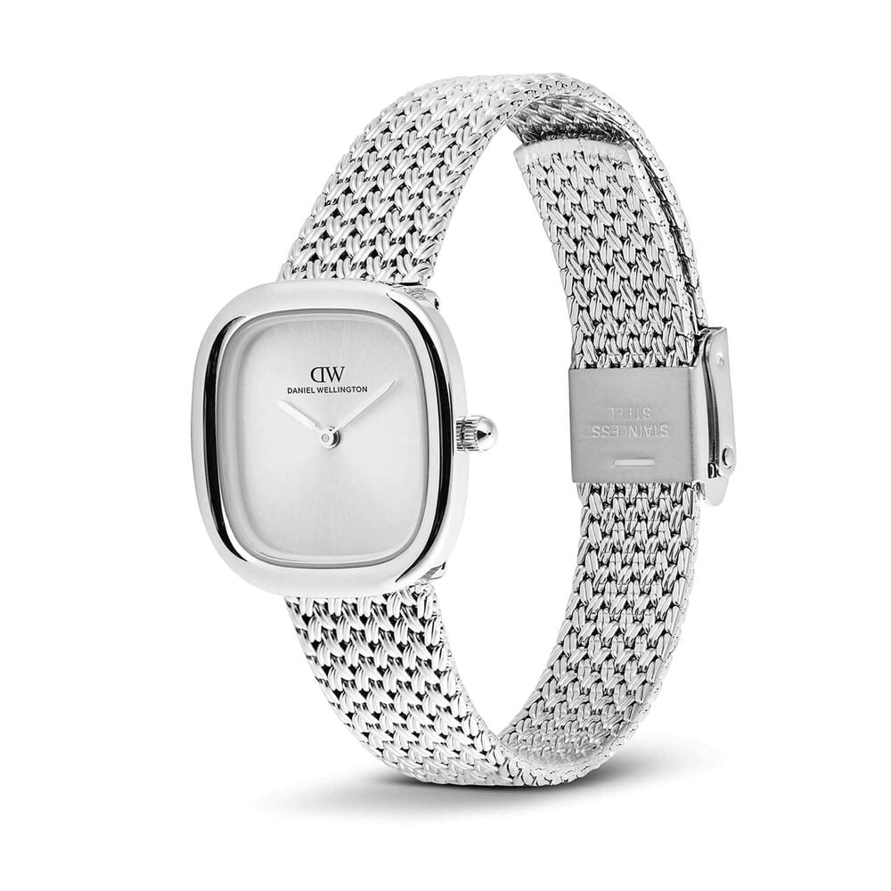 Daniel Wellington Margot 24x26mm Silver Sunray Dial Stainless Steel Braided Mesh Bracelet Watch