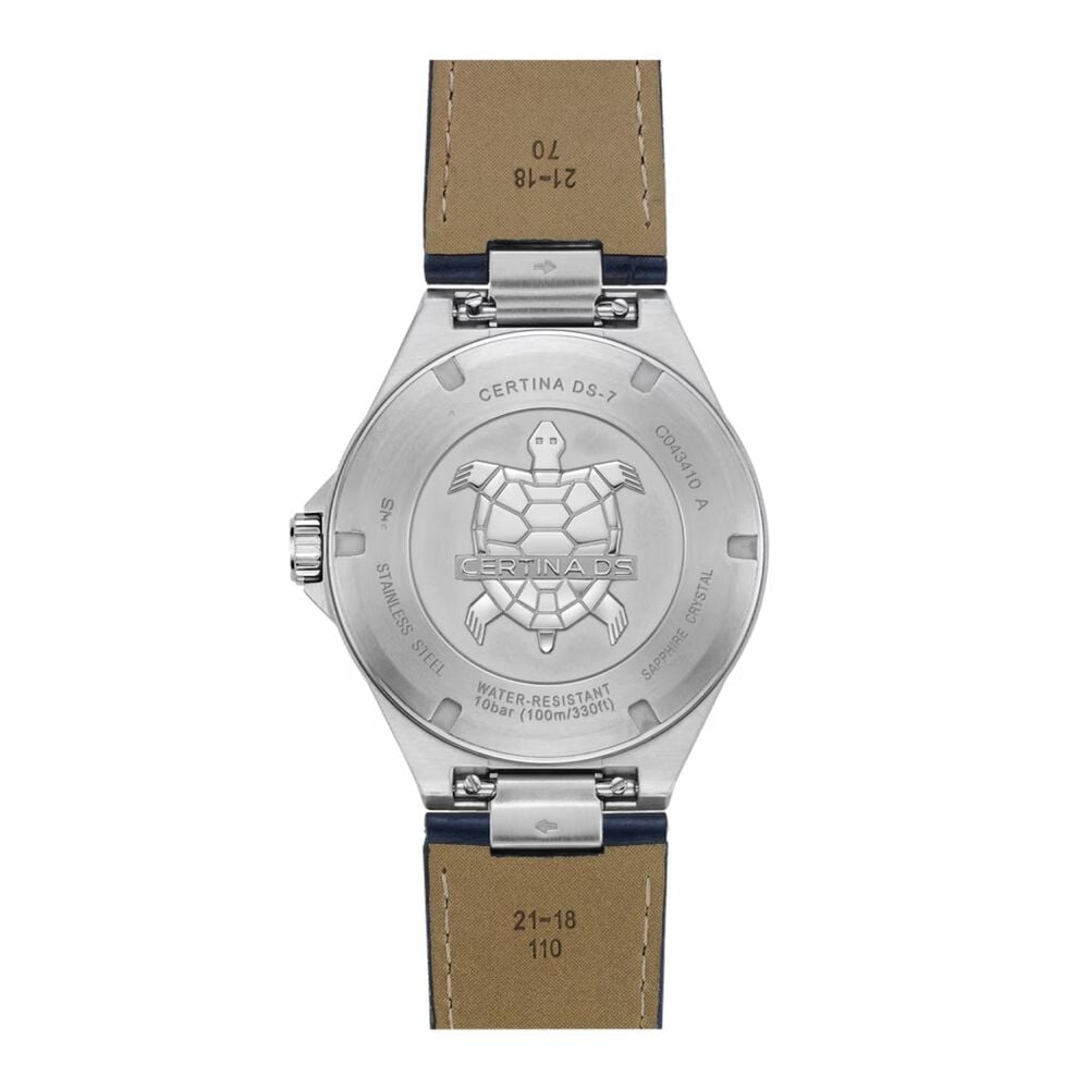 Certina DS-7 Quartz 39mm Blue Dial Leather Strap Watch image number 2