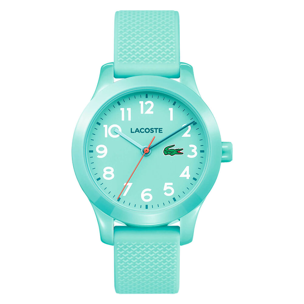 LACOSTE KIDS L.12.12. Sport Inspired 32mm Turquoise Dial Turquoise Silicone Strap Watch image number 0