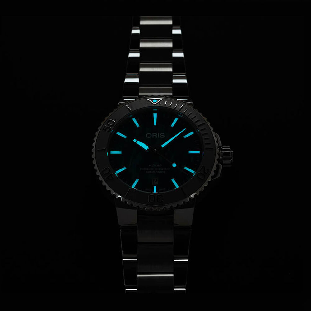 Oris x Bracenet Aquis 43.5mm Green Textured Dial Steel Case & Bracelet Watch