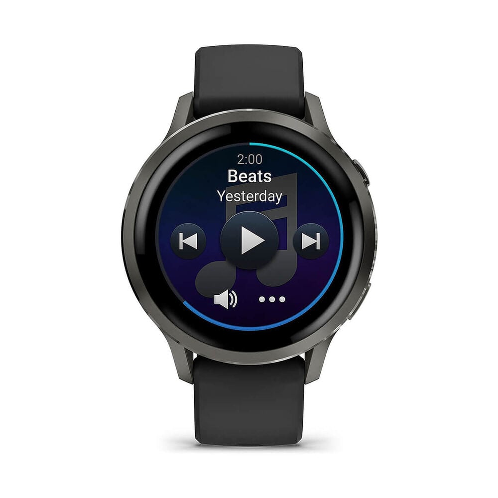 Garmin Venu 4 41mm Slate Bezel Black Silicone Strap Watch image number 2
