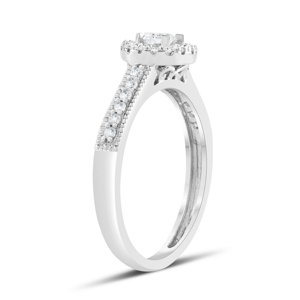 9ct White Gold Illusion Set 0.33ct Diamond Halo and Pave Shoulders Ring image number 3