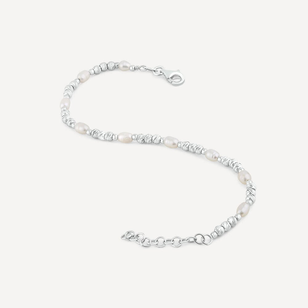 Sterling Silver Freshwater Beaded Pearl Bracelet image number 3