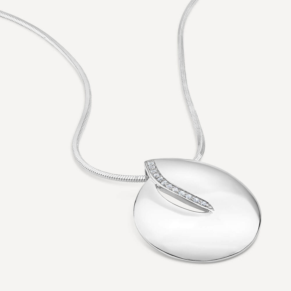 Sterling Silver Cubic Zirconia Open Round Disc Pendant image number 3