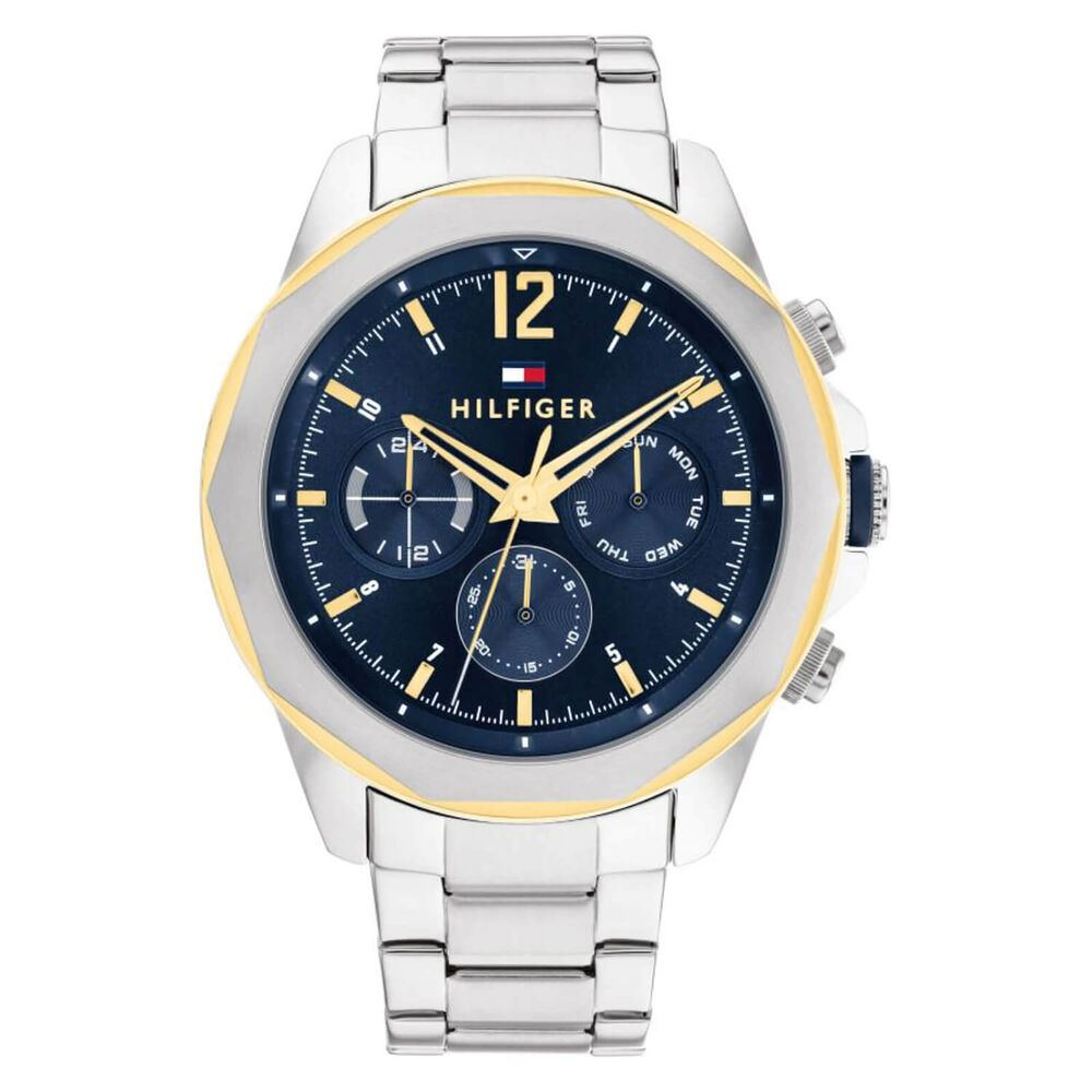 Tommy Hilfiger 46mm Navy Dial Yellow Gold Detail Bezel Watch