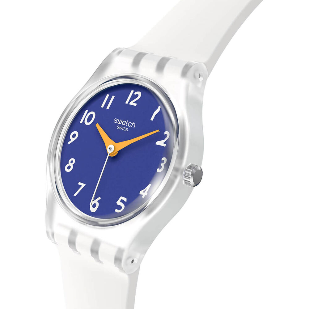 Swatch The Gold Within You 25mm Blue Dial White Strap Watch image number 1