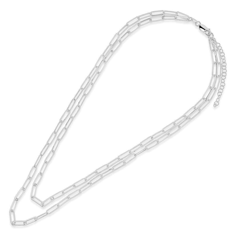 Sterling Silver Double Paperlink Chain Ladies Necklet image number 3