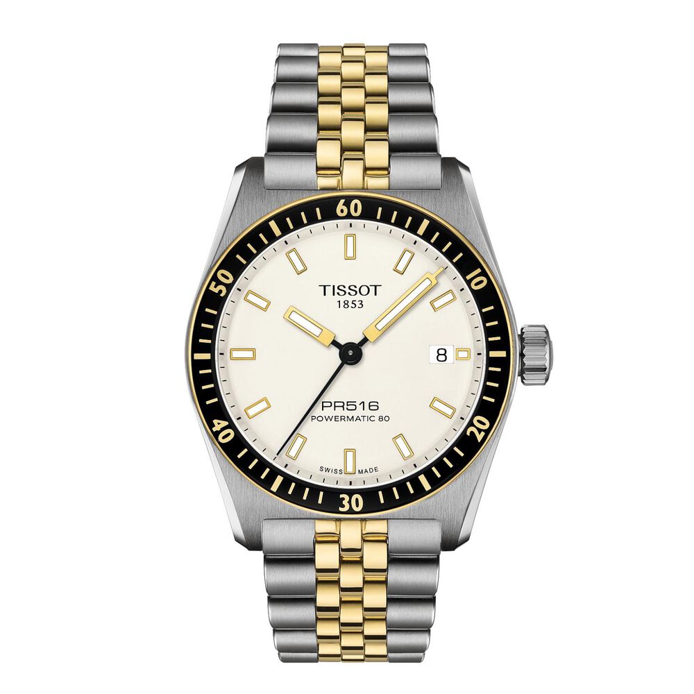 Tissot PR516 Powermatic 80 38mm Cream Dial Two Tone Steel Bracelet Watch image number 0