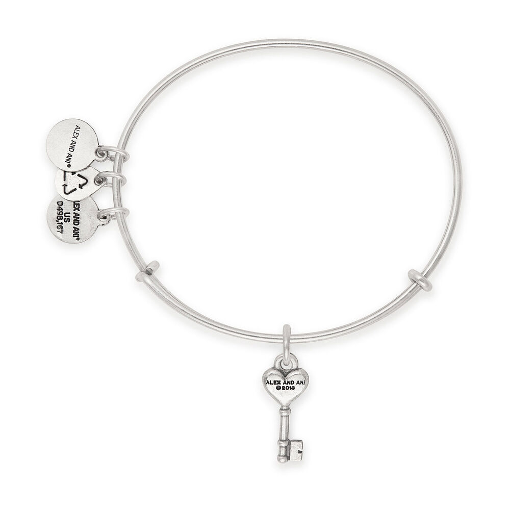 Alex And Ani Key To Love Silver Charm Bangle image number 1