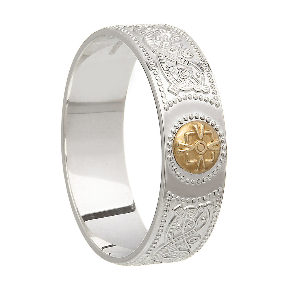 House of Lor 9ct Irish Gold and Sterling Silver Celtic Shield Ring