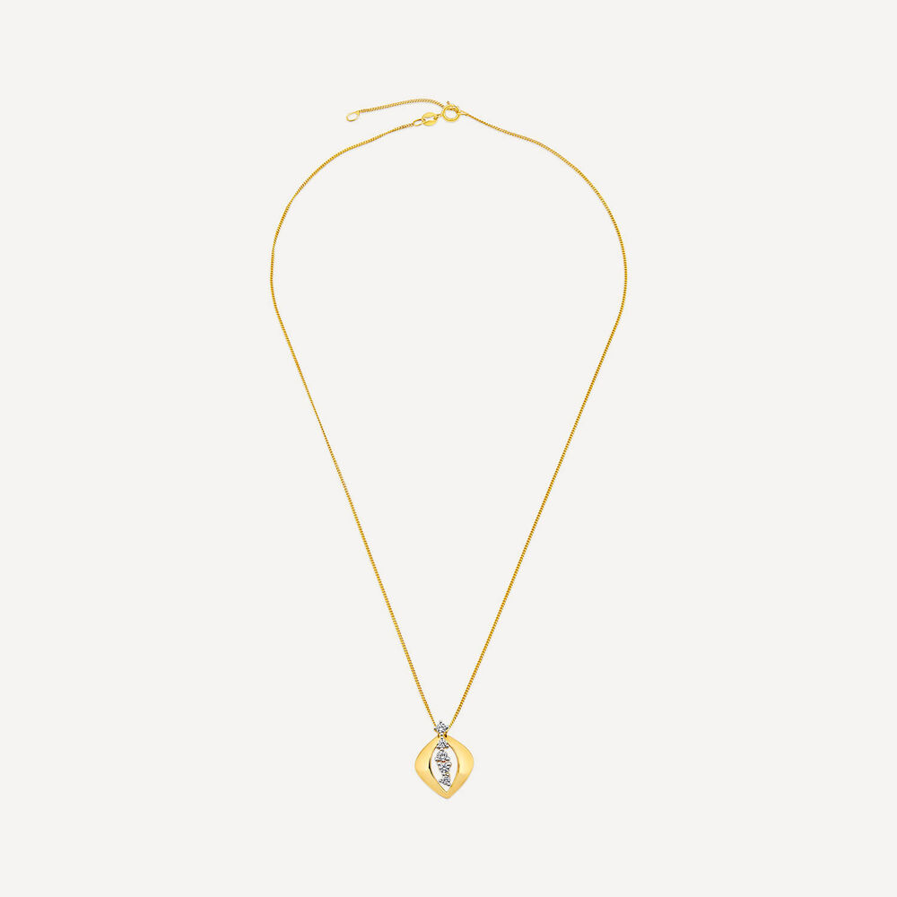 9ct Yellow Gold 5 Cubic Zirconia Stones Set in Open Oblong Shaped Pendant image number 2