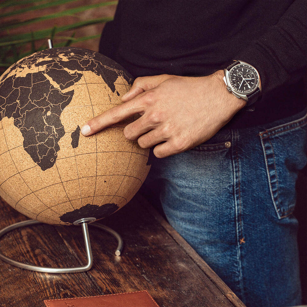 Bulova Special Edition Lunar Pilot Chronograph 45mm Black Dial Leather Strap Watch image number 9