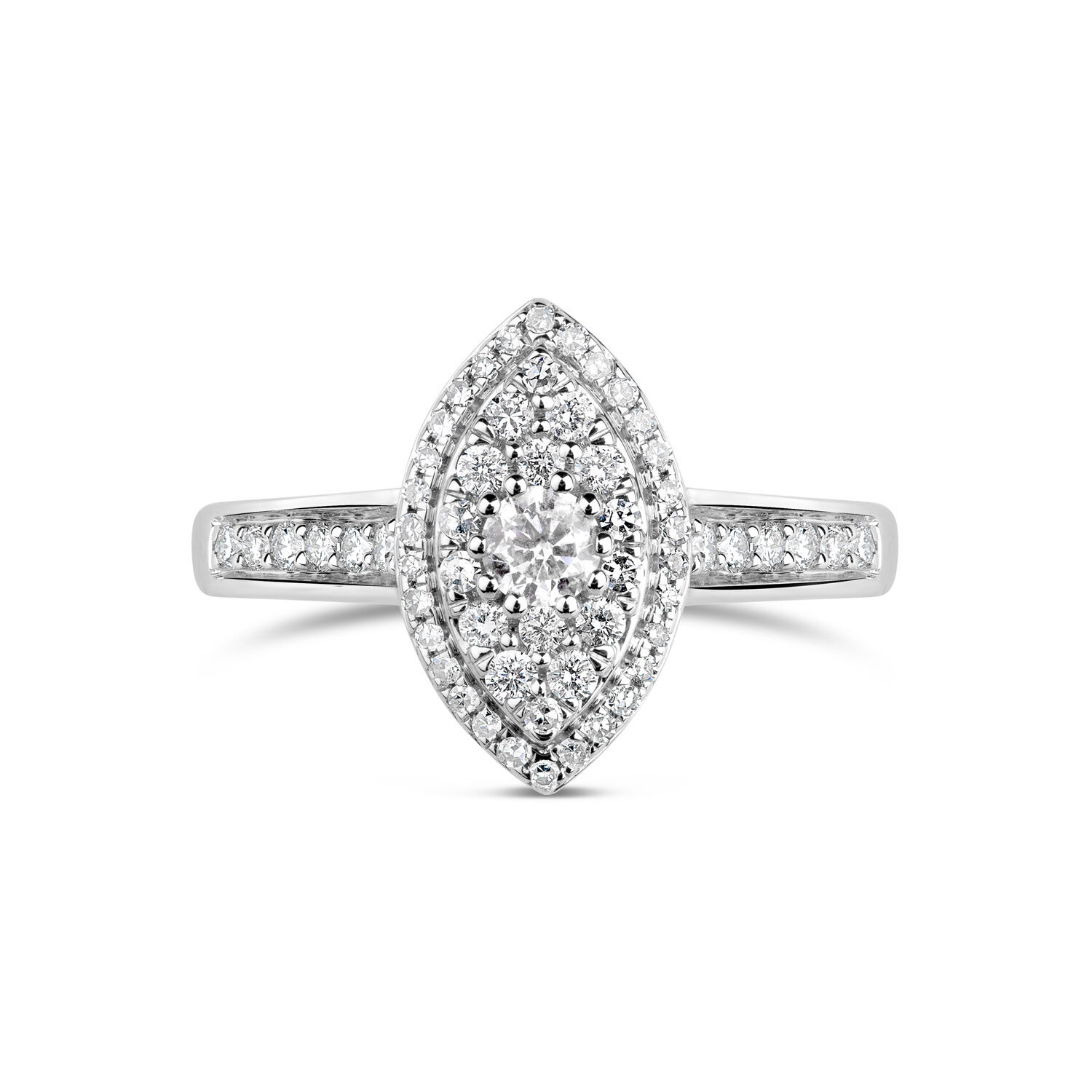 9ct White Gold 0.50ct Diamond Marquise Cluster Ring