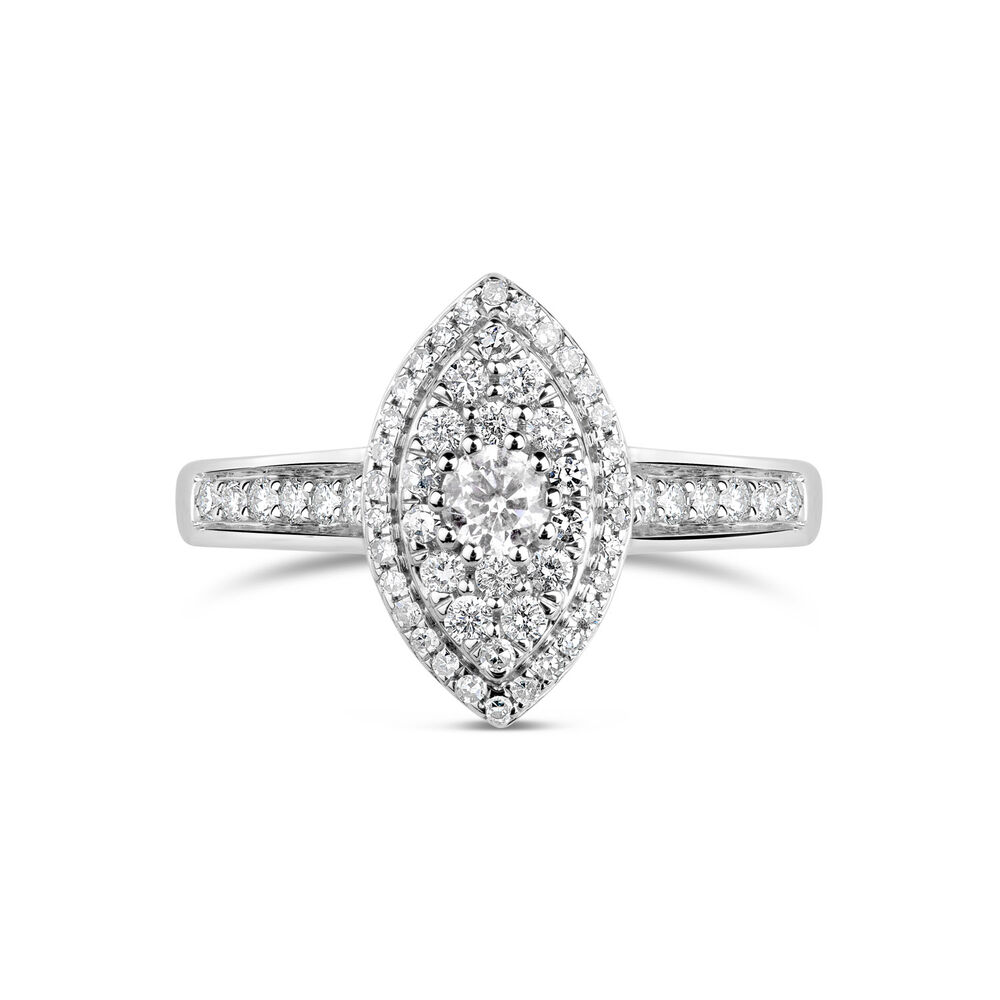 9ct White Gold 0.50ct Diamond Marquise Cluster Ring image number 5