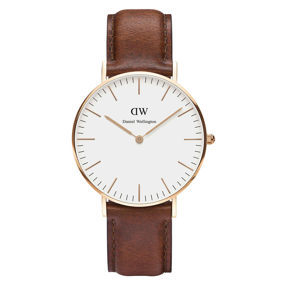 Daniel Wellington Classic St Mawes Lady rose gold-plated and brown leather strap watch