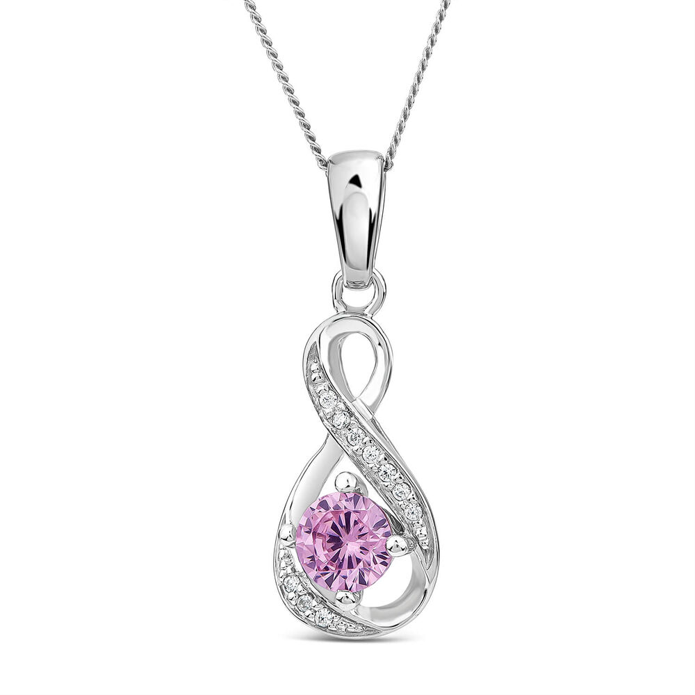 Sterling Silver and Cubic Zirconia October Birthstone Pendant (Chain Included) image number 0