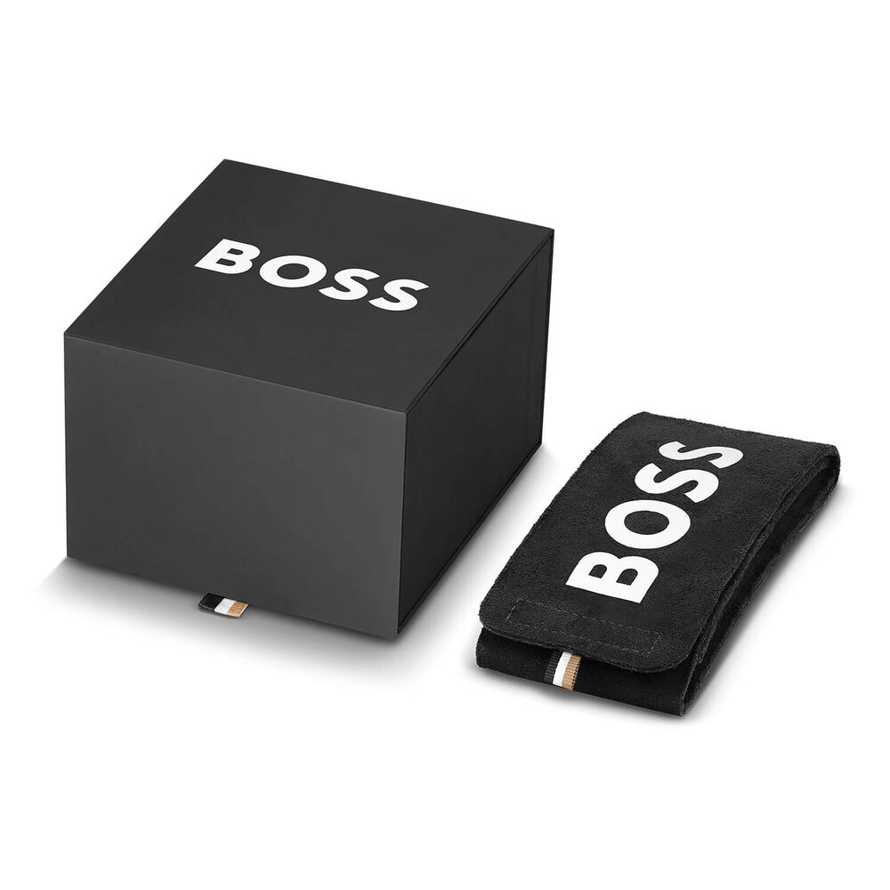 BOSS Mae Petite 22mm Square Silver Dial Gold Tone Steel Bracelet Watch image number 5