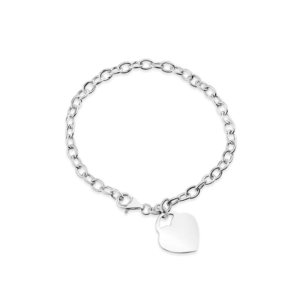 Sterling Silver Belcher Polished Heart Drop Bracelet image number 0