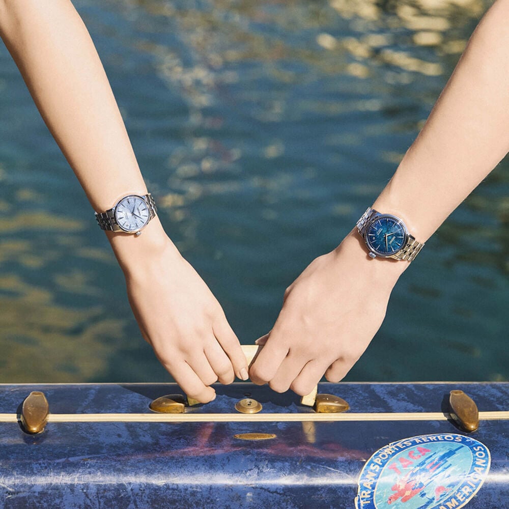Seiko Presage Cocktail Time Crushed Ice &lsquo;Emerald Mist&rsquo; 38.5mm Blue Dial Steel Bracelet Watch