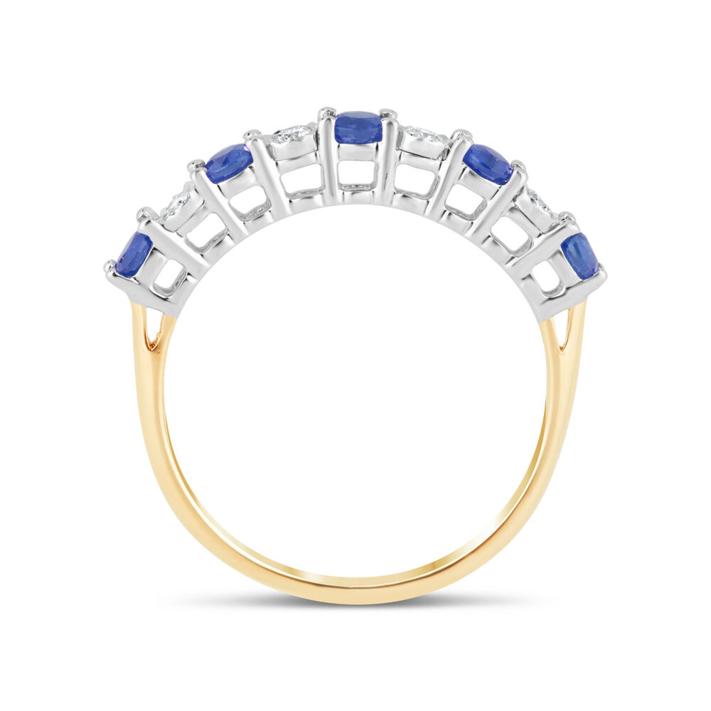 9ct Yellow & White Gold Diamond & Sapphire Eternity Ring image number 2