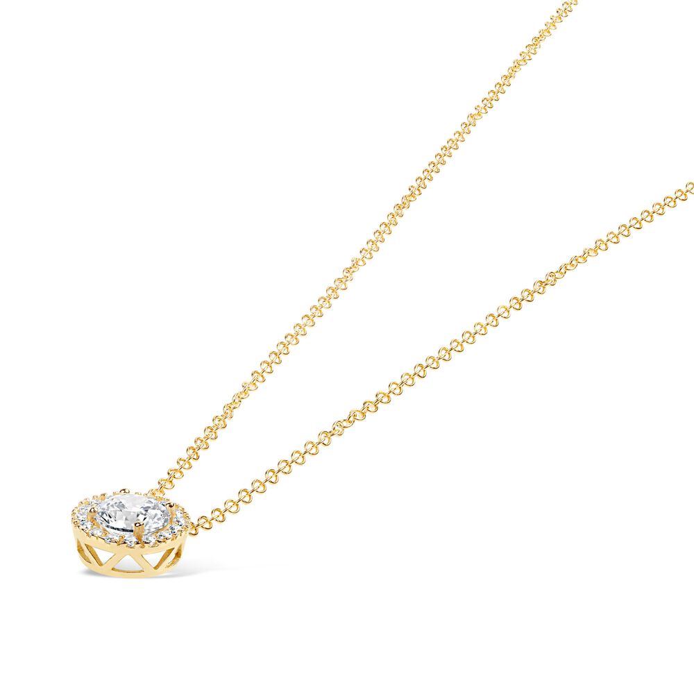 9ct Yellow Gold & Cubic Zirconia Halo Pendant (Chain Included)