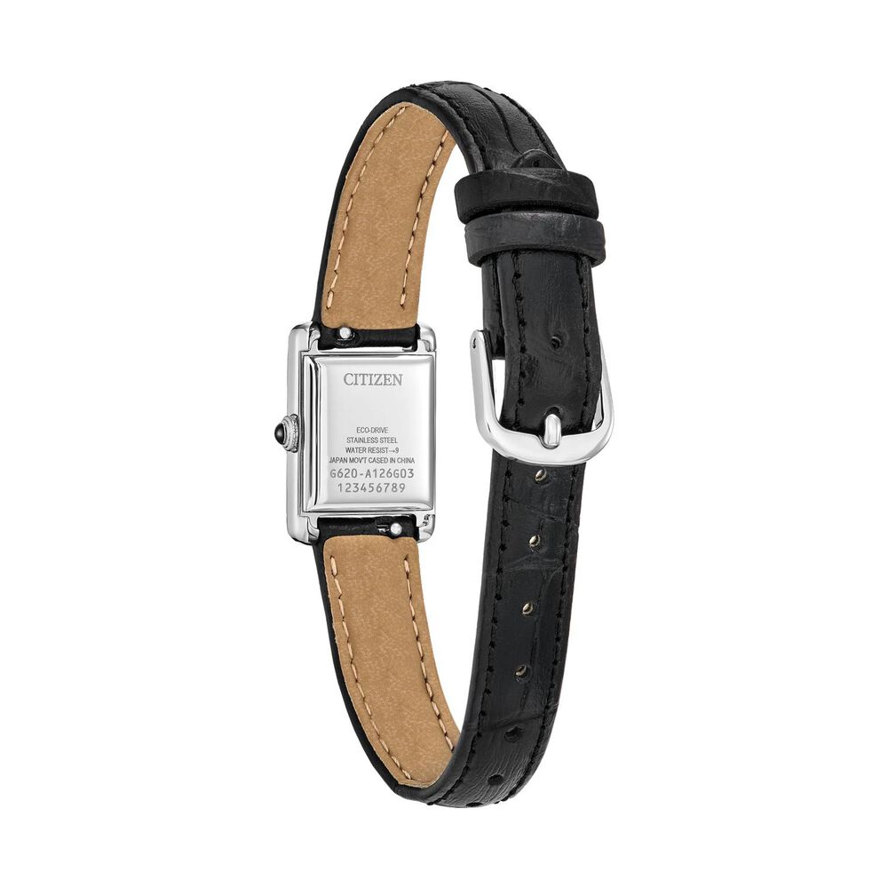 Citizen Fio Roma 24.5x17mm Silver Dial Black Leather Strap Watch