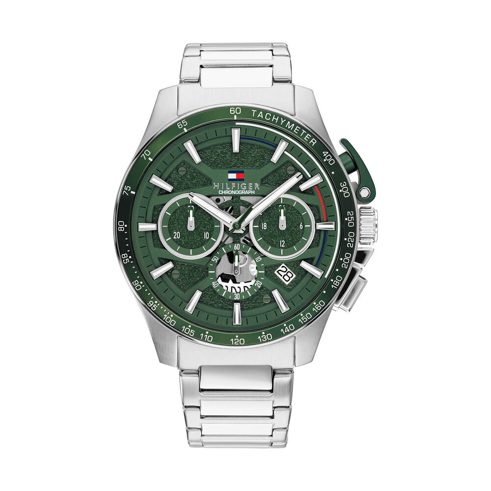 Tommy Hilfiger 44m Green Dial Steel Bracelet Watch
