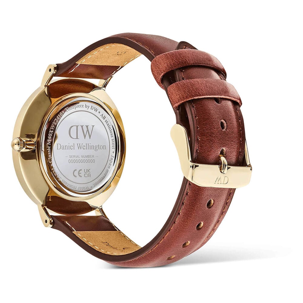 Daniel Wellington Classic Multi-Eye St Mawes 40mm White Dial Brown Leather Strap Watch image number 3