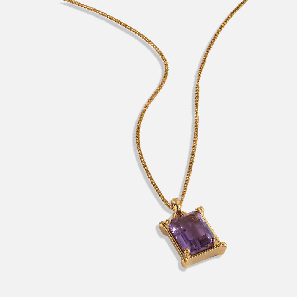 9ct Yellow Gold Rectangular Amethyst Pendant