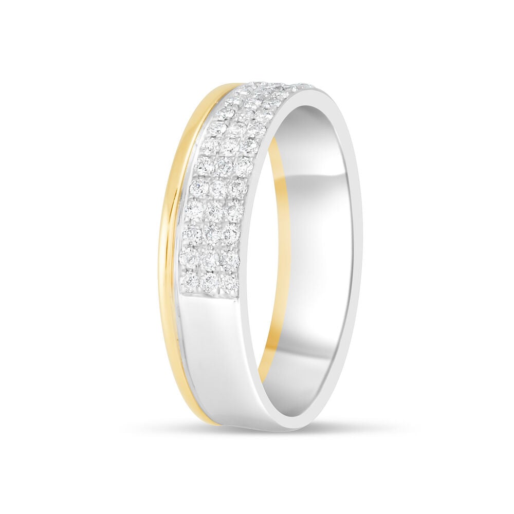 18ct Yellow & White Gold 0.49ct Diamond Row Wedding Ring image number 3