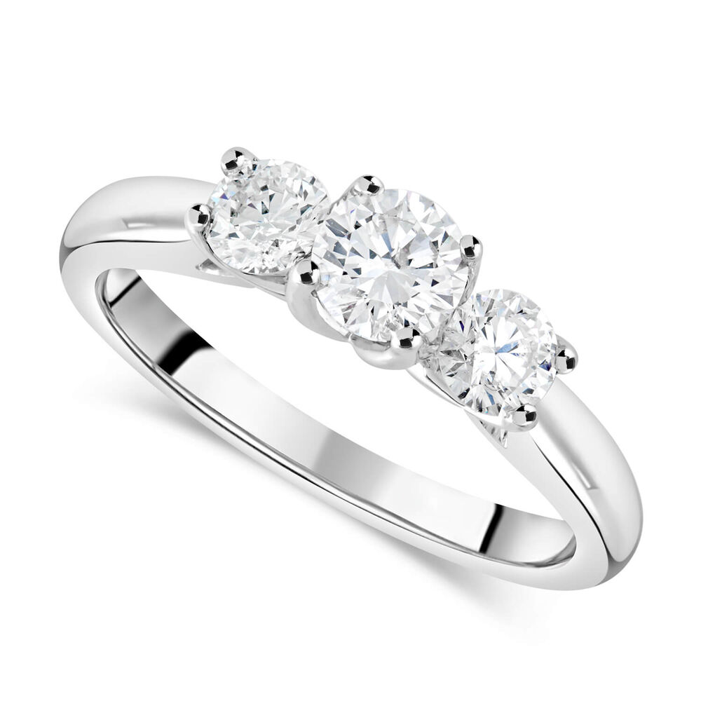 18ct White Gold 0.75ct Diamond Three Stone Ring image number 0