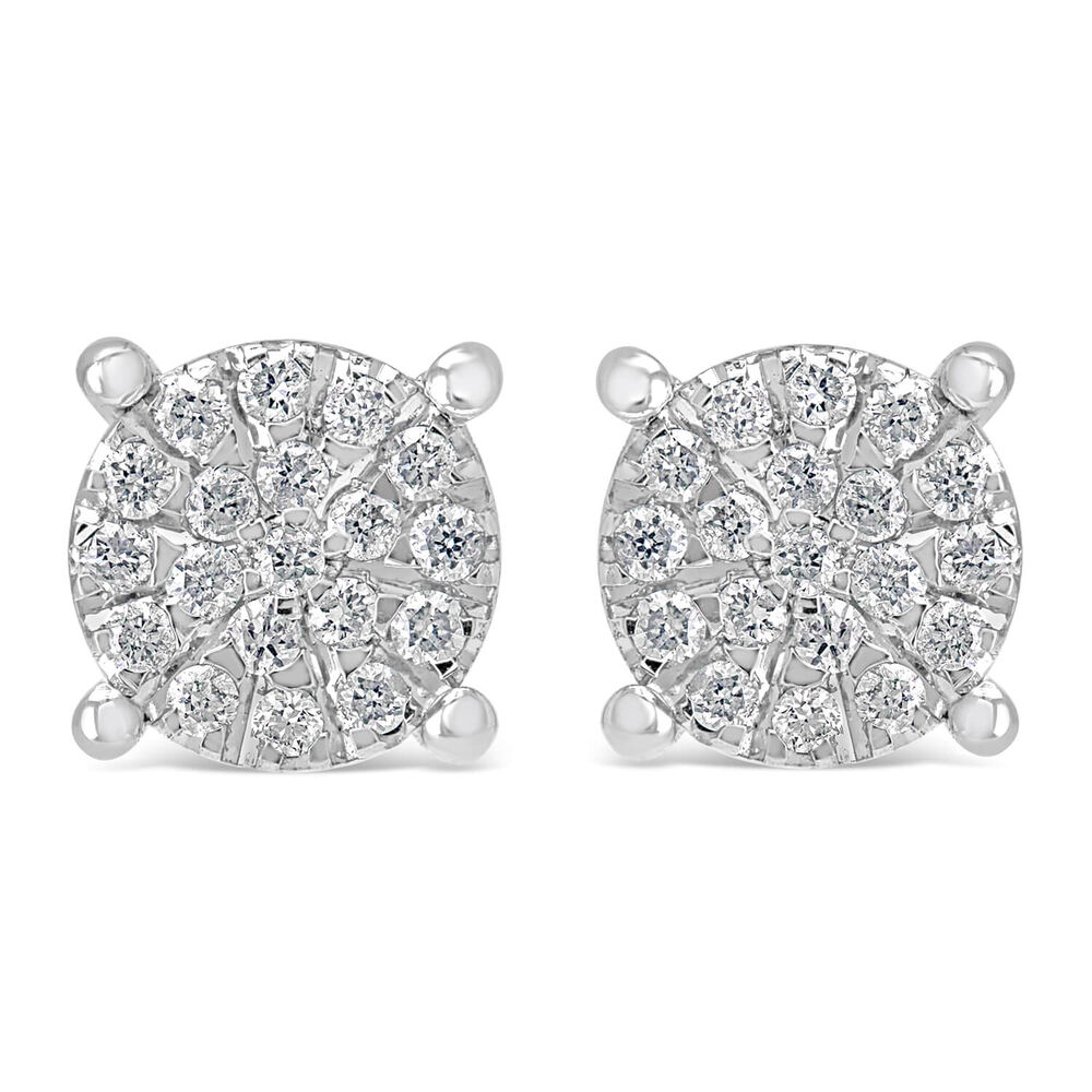 9ct White Gold Cluster Stone Stud .16ct image number 0