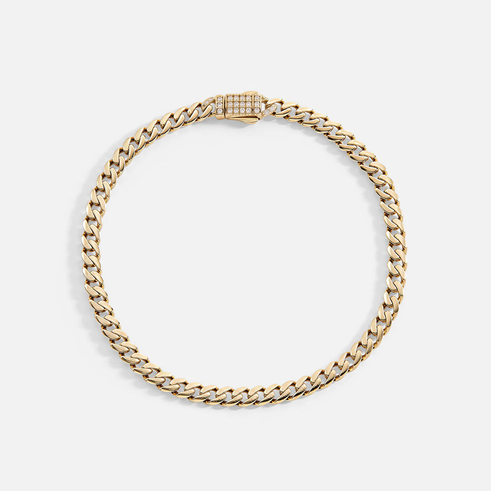 9ct Yellow Gold Curb Link Cubic Zirconia Catch Bracelet