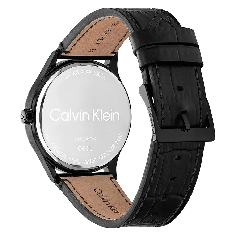 Calvin Klein Tailored 42mm Black Dial Black Leather Strap Watch