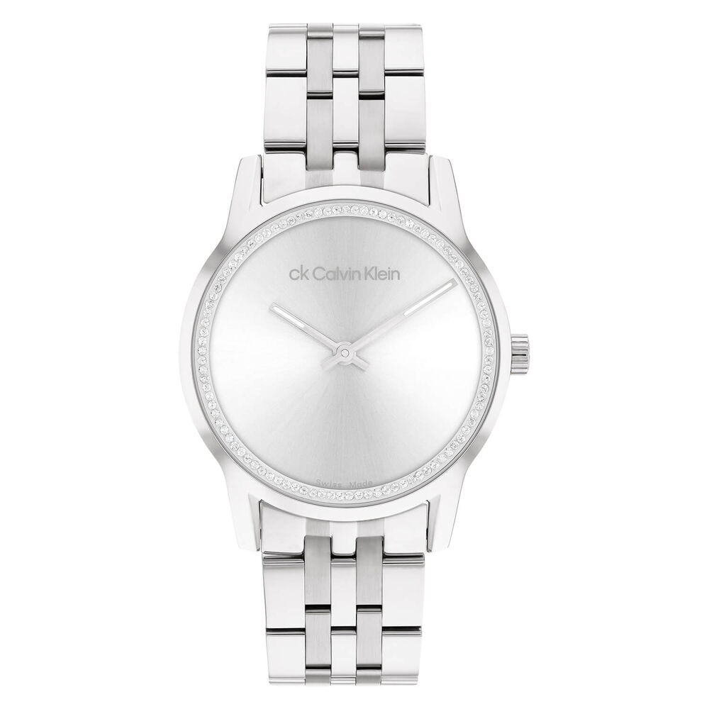 Calvin Klein Timeless Dressed 32mm Silver Dial Crystal Bezel Bracelet Watch