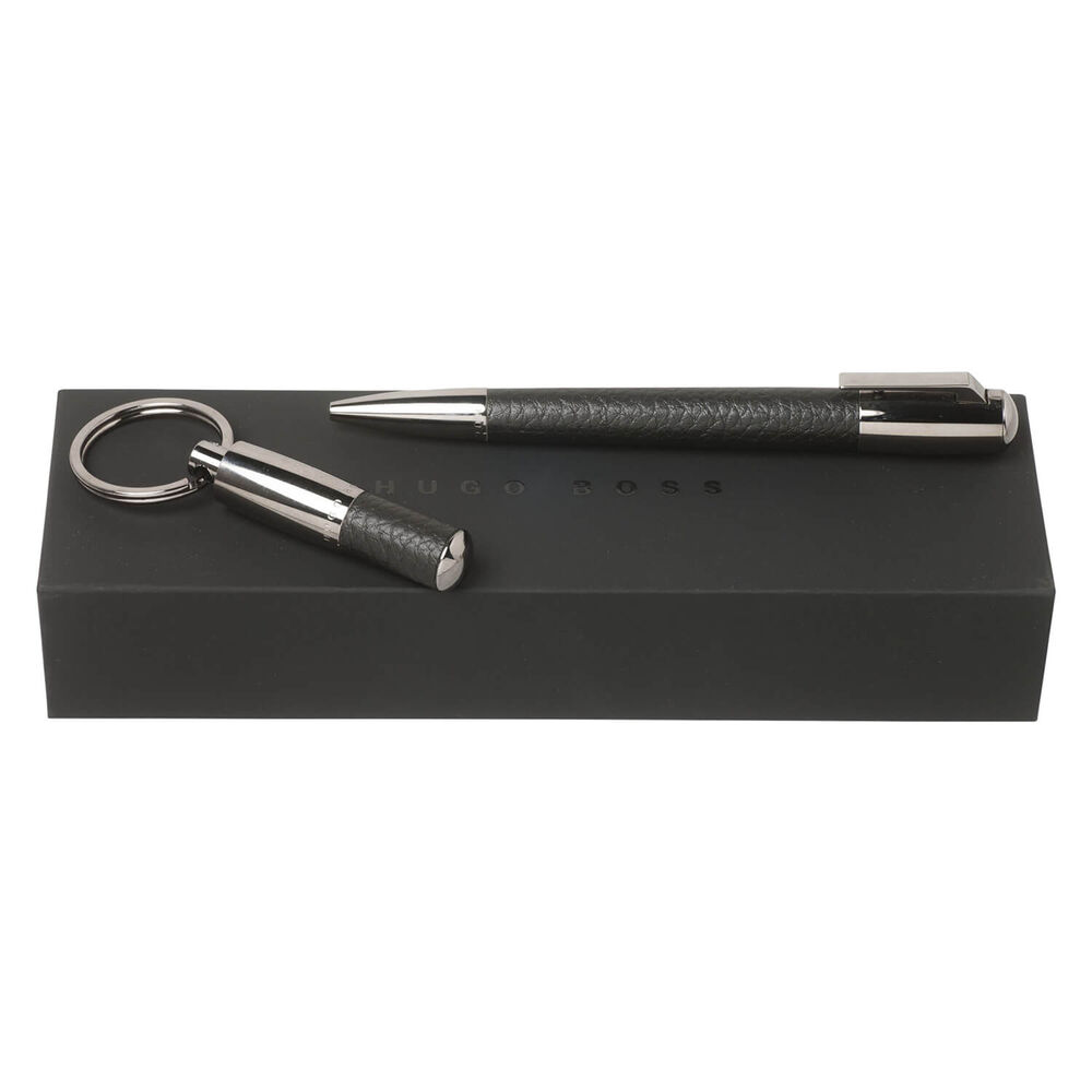 Pure Leather Brown Ballpoint Pen & Key Ring Set image number 0
