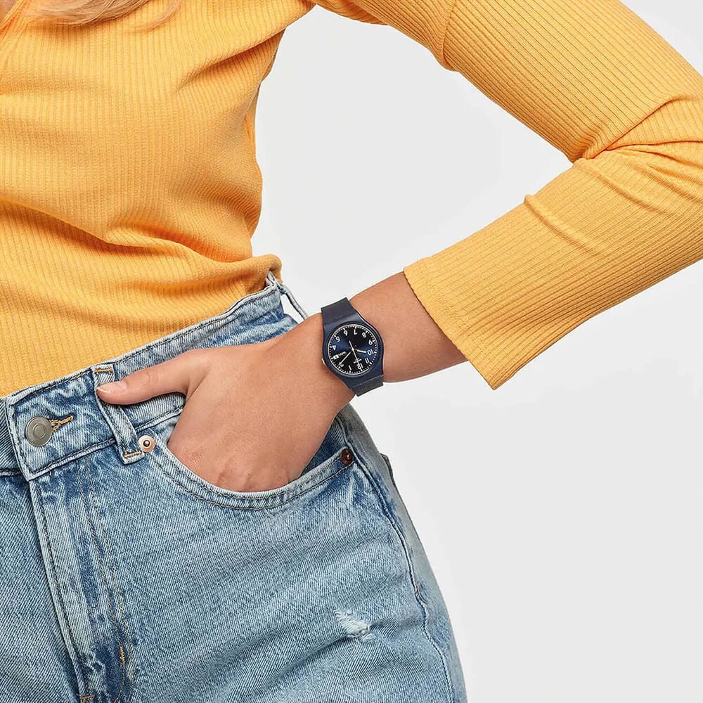 Swatch Originals Sir Blue 34mm Blue Dial Blue Strap Watch image number 2